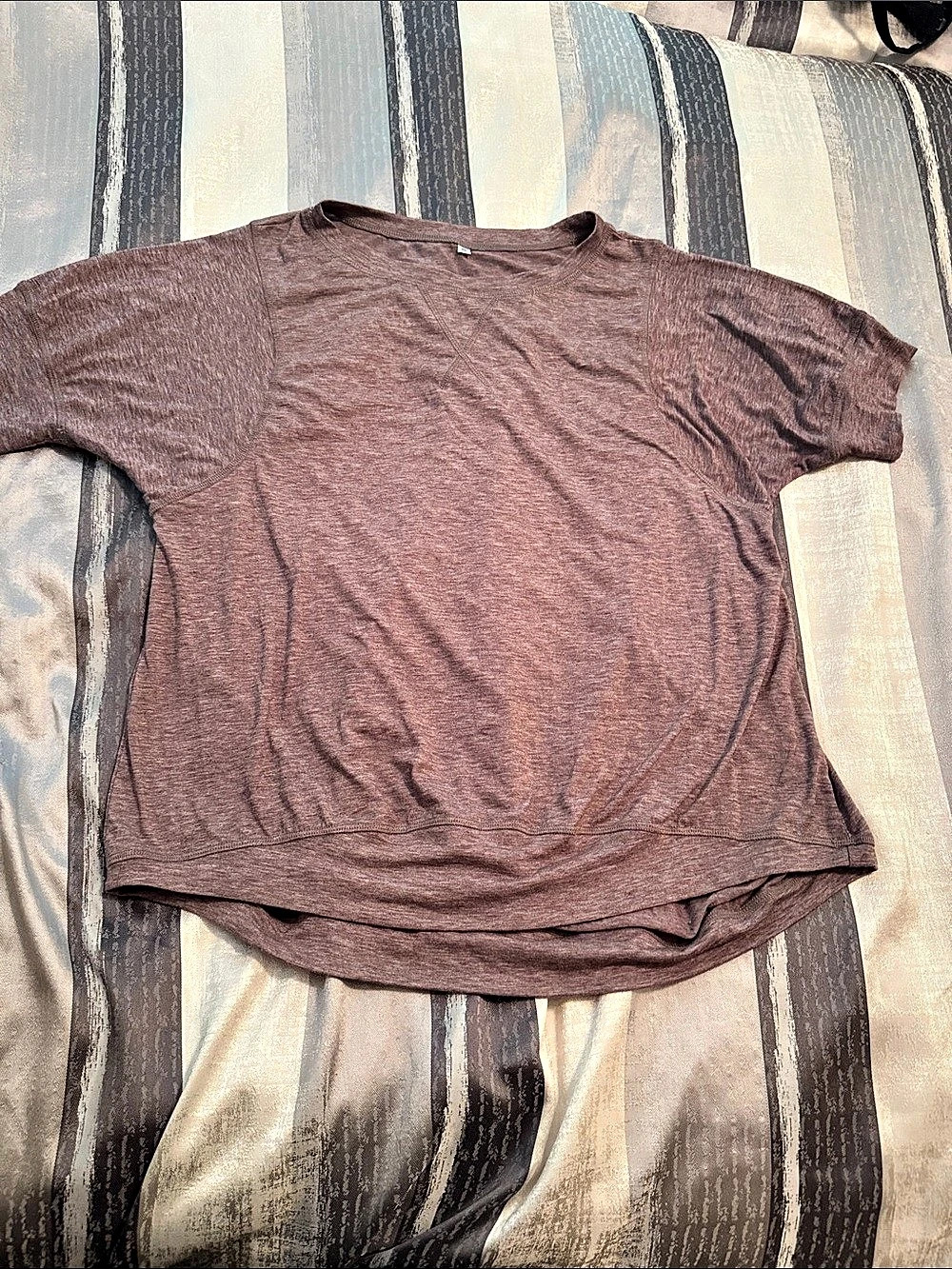 CTK XL Heathered Mauve Brown Relaxed Short Sleeve Top